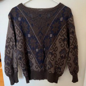 Brown and Blue Vintage Grandpa Sweater